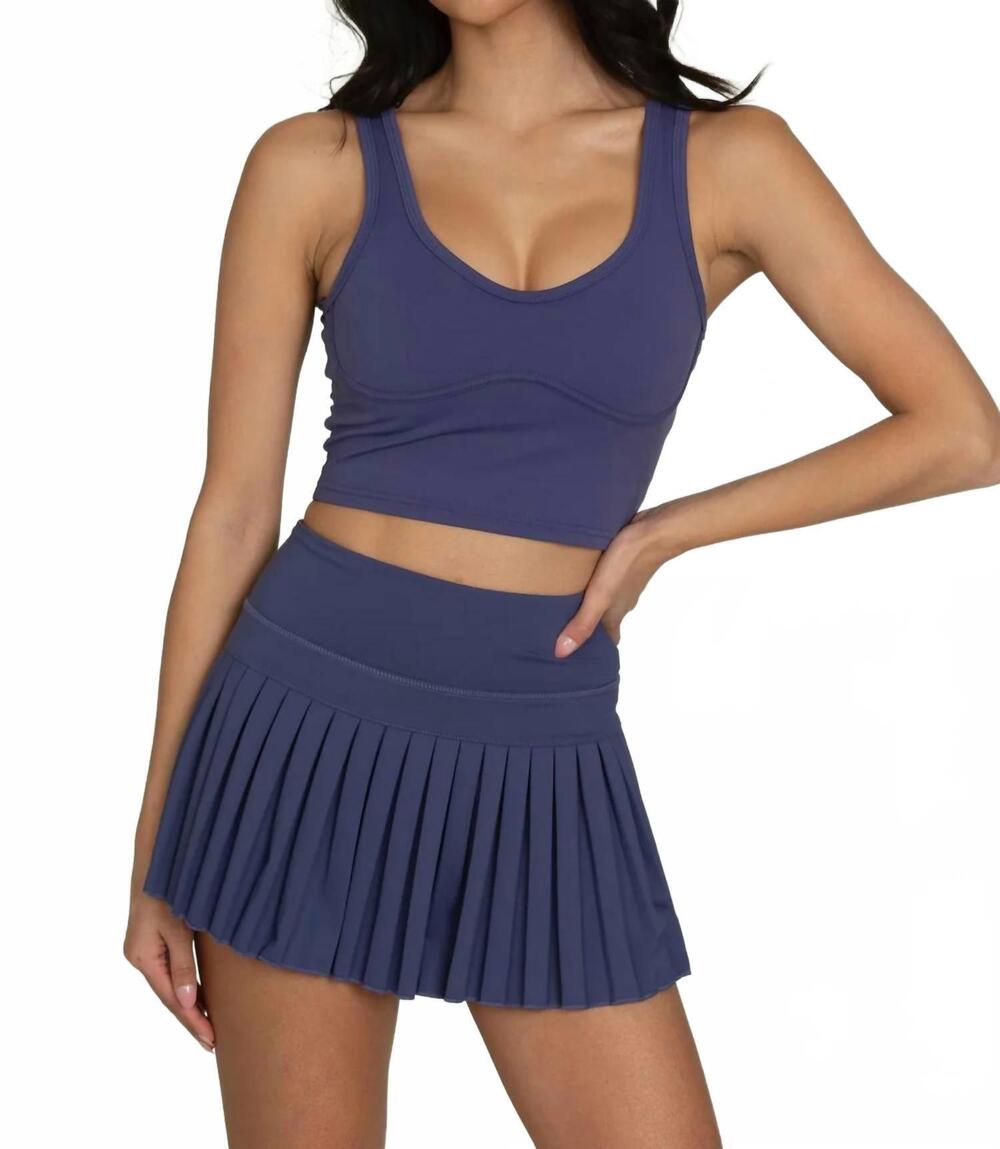 NEW GOLD HINGE pleated tennis skirt in true navy